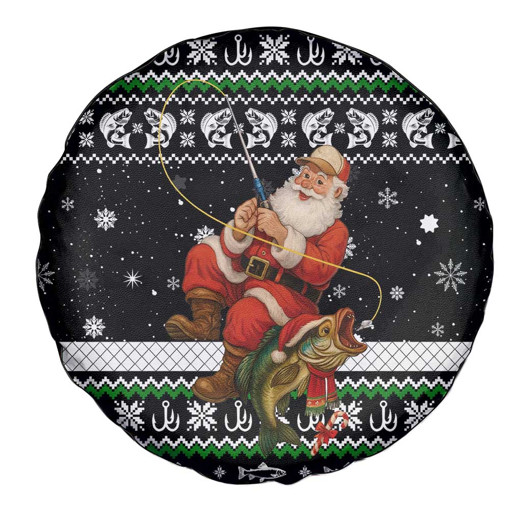 Santa Claus Fishing Christmas Spare Tire Cover Xmas Holiday Patterns - Wonder Print Shop