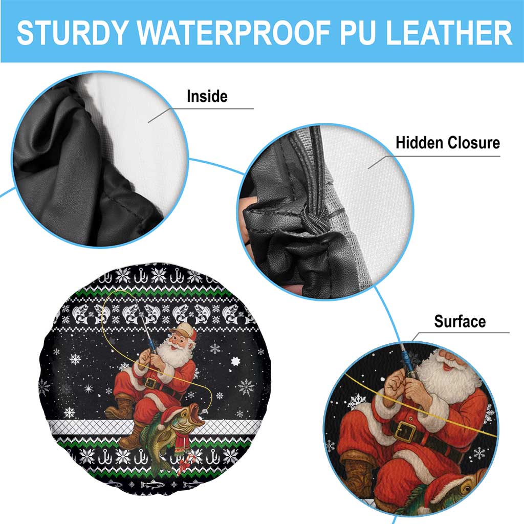 Santa Claus Fishing Christmas Spare Tire Cover Xmas Holiday Patterns - Wonder Print Shop
