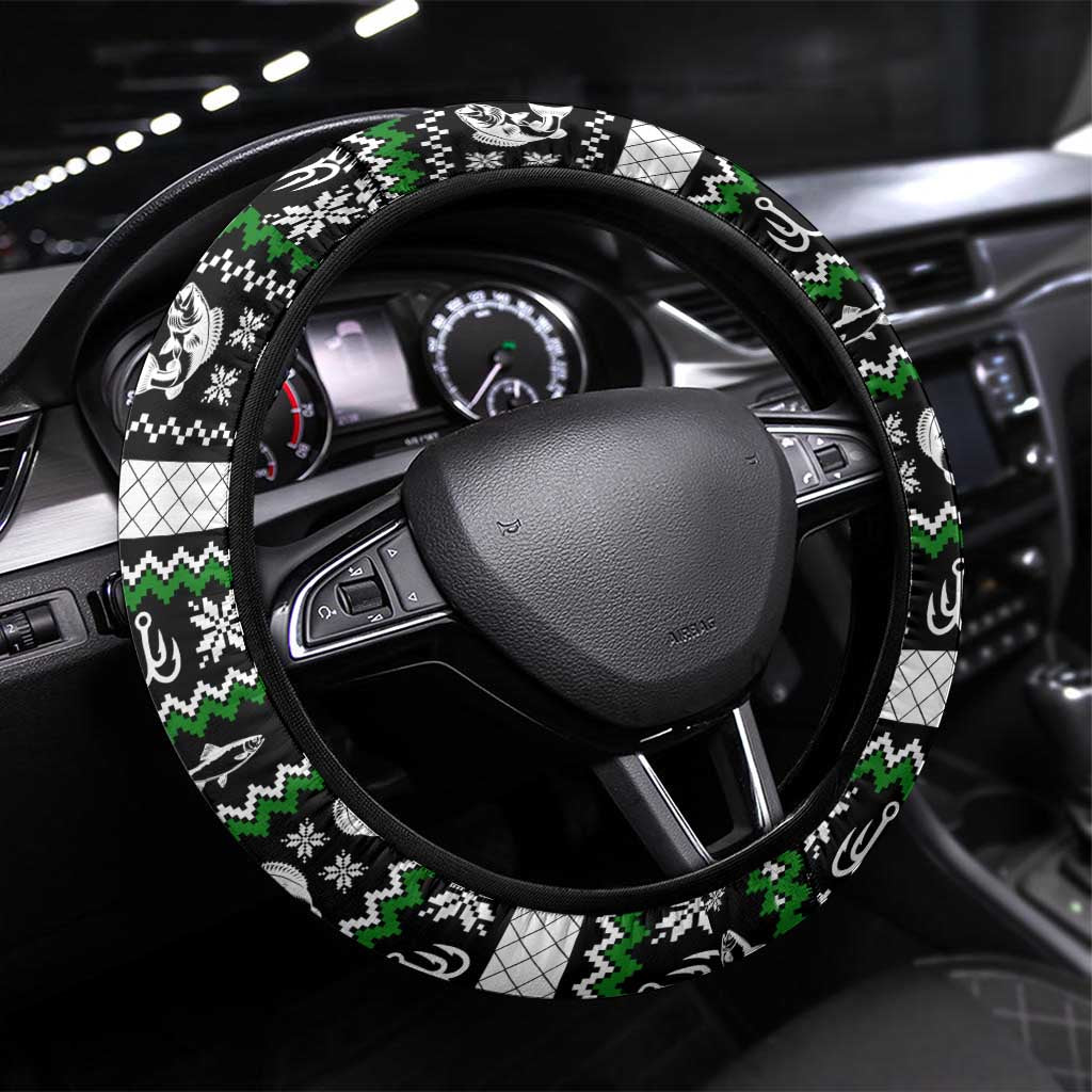 Santa Claus Fishing Christmas Steering Wheel Cover Xmas Holiday Patterns - Wonder Print Shop
