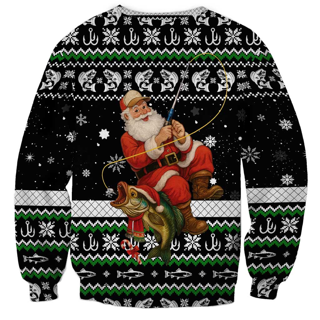 Santa Claus Fishing Christmas Sweatshirt Xmas Holiday Patterns - Wonder Print Shop