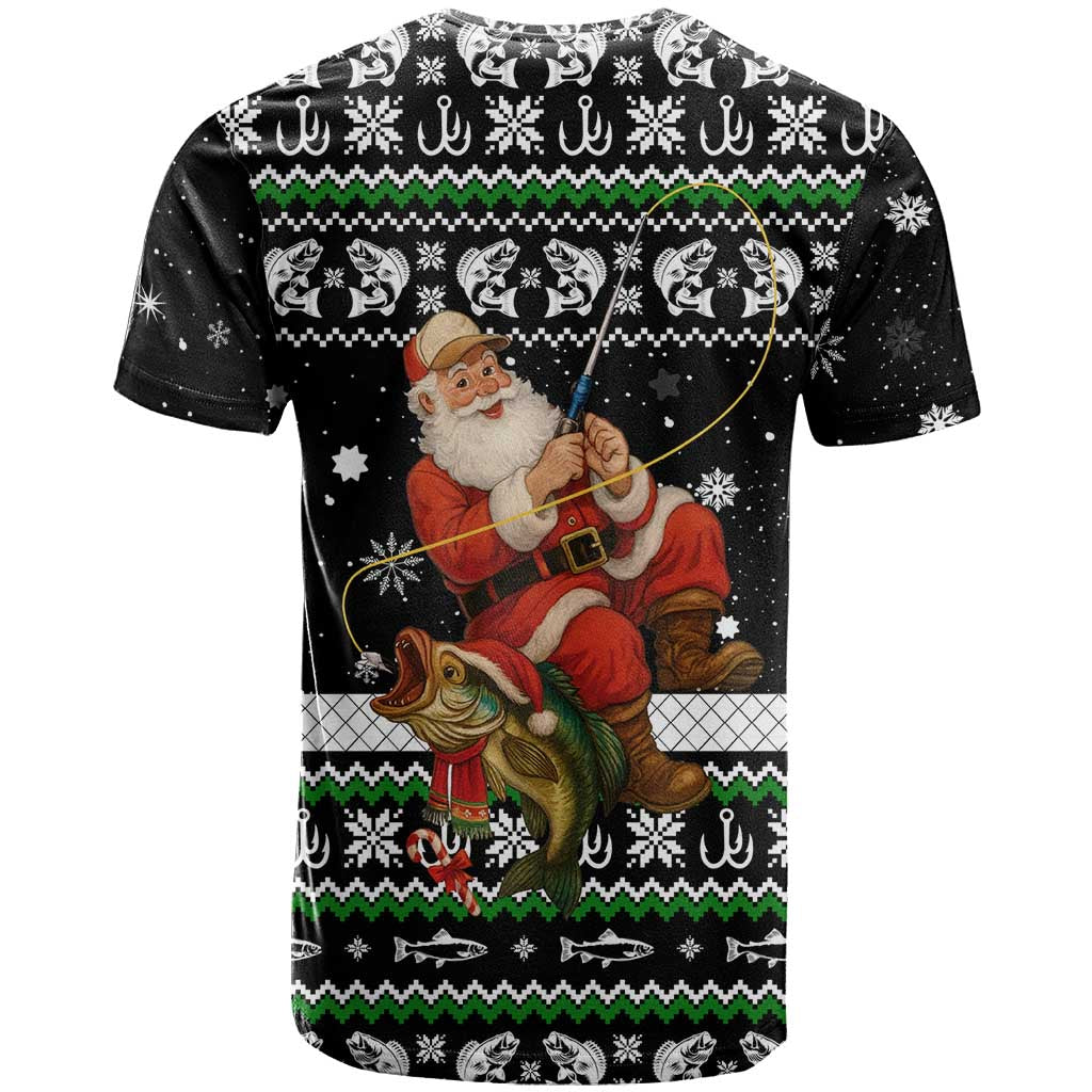 Santa Claus Fishing Christmas T Shirt Xmas Holiday Patterns - Wonder Print Shop