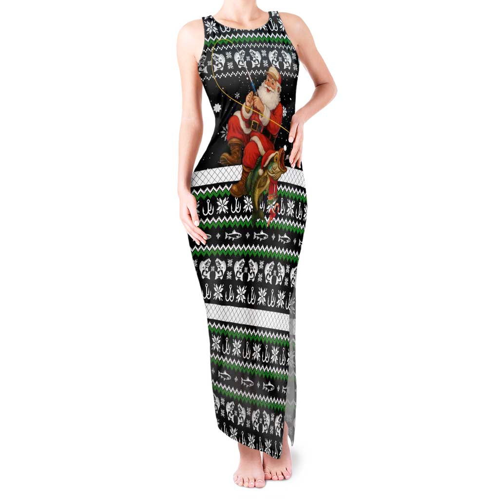 Santa Claus Fishing Christmas Tank Maxi Dress Xmas Holiday Patterns - Wonder Print Shop