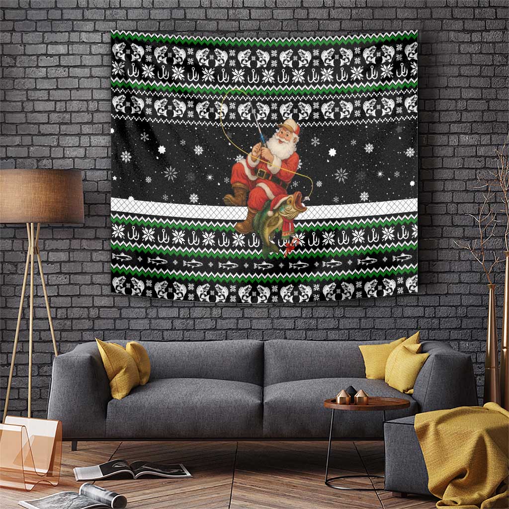 Santa Claus Fishing Christmas Tapestry Xmas Holiday Patterns - Wonder Print Shop