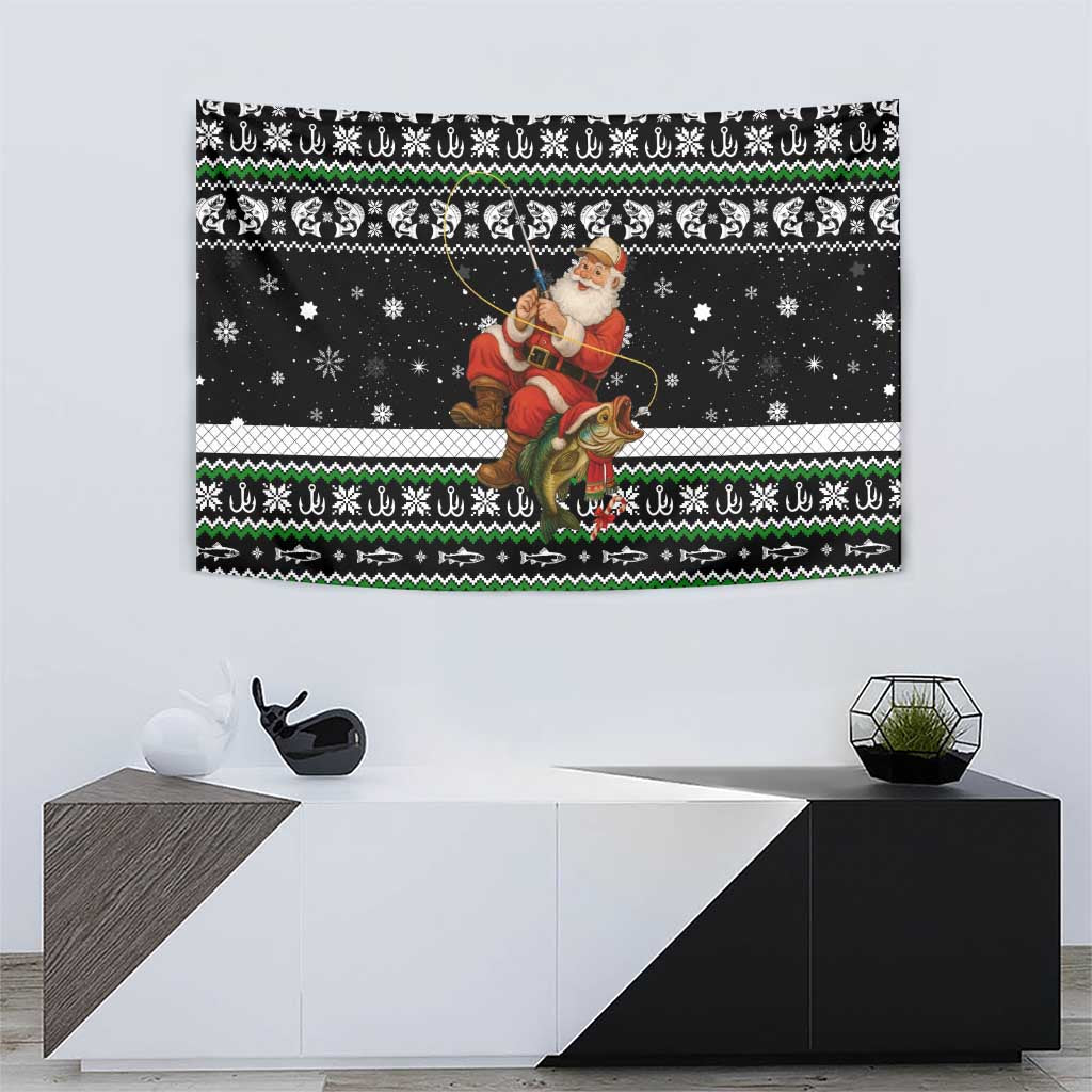 Santa Claus Fishing Christmas Tapestry Xmas Holiday Patterns - Wonder Print Shop