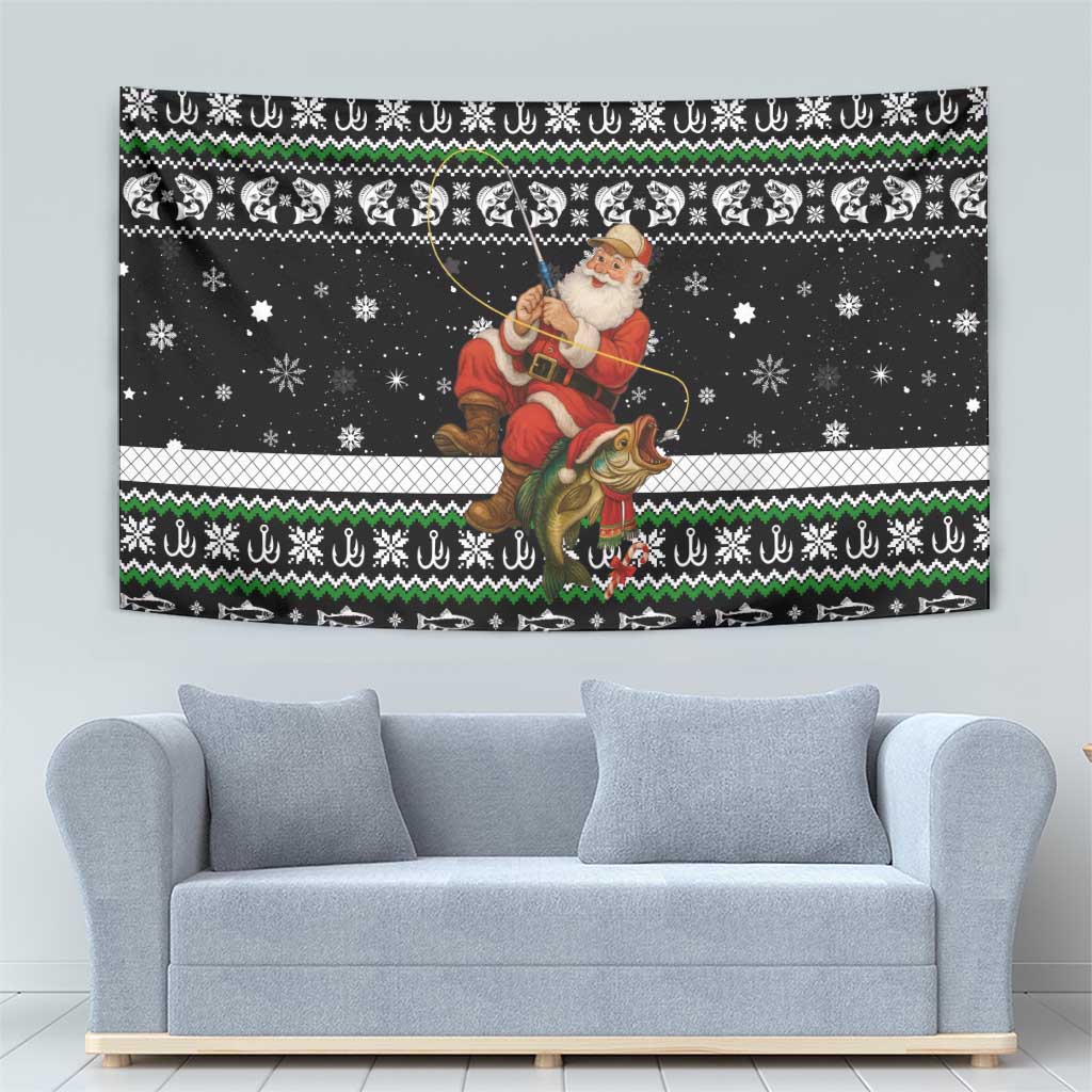 Santa Claus Fishing Christmas Tapestry Xmas Holiday Patterns - Wonder Print Shop