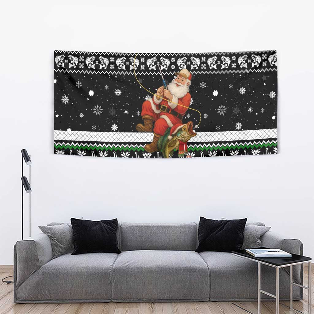 Santa Claus Fishing Christmas Tapestry Xmas Holiday Patterns - Wonder Print Shop
