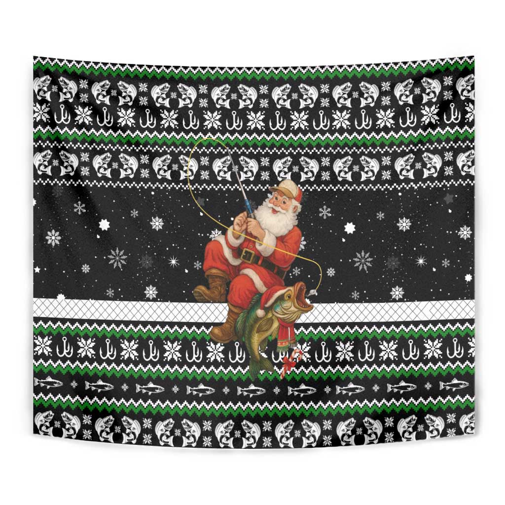 Santa Claus Fishing Christmas Tapestry Xmas Holiday Patterns - Wonder Print Shop