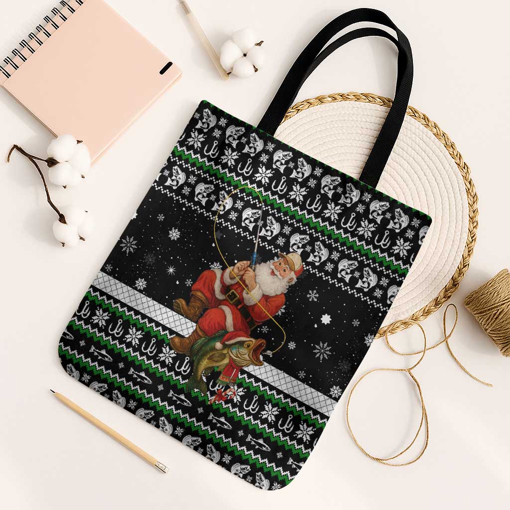 Santa Claus Fishing Christmas Tote Bag Xmas Holiday Patterns - Wonder Print Shop