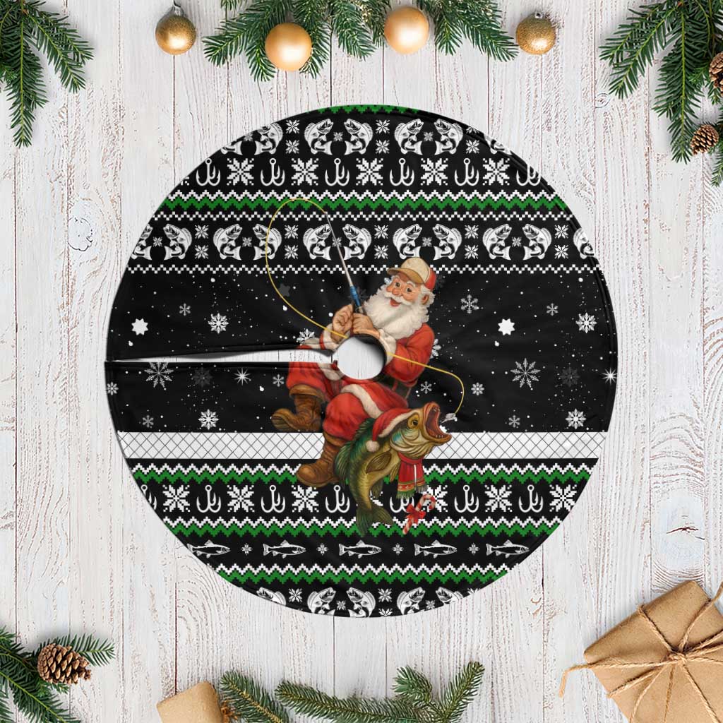 Santa Claus Fishing Christmas Tree Skirt Xmas Holiday Patterns - Wonder Print Shop