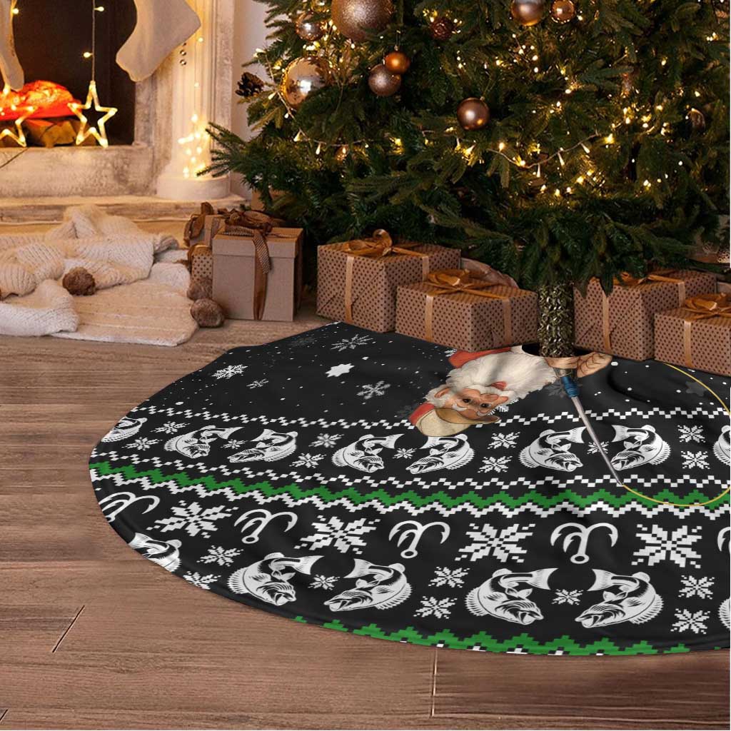 Santa Claus Fishing Christmas Tree Skirt Xmas Holiday Patterns - Wonder Print Shop