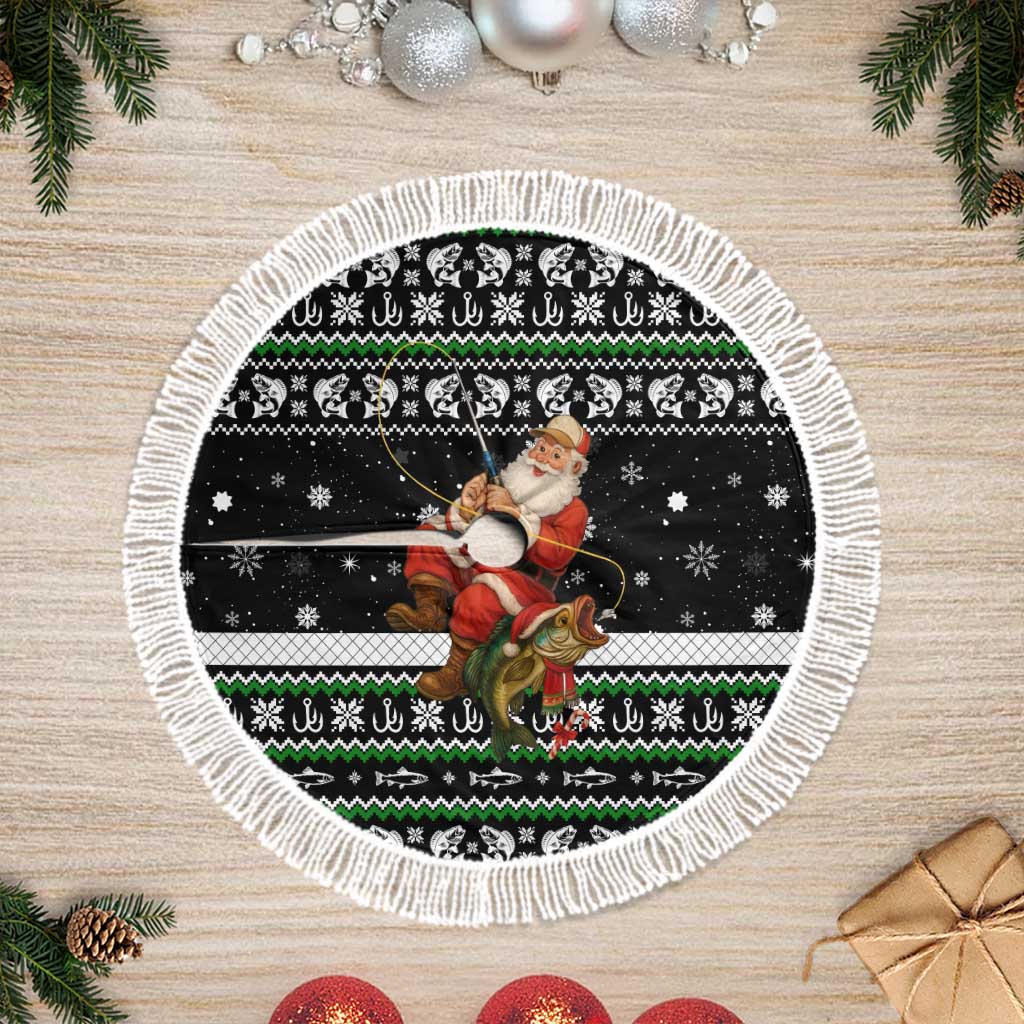 Santa Claus Fishing Christmas Tree Skirt Xmas Holiday Patterns - Wonder Print Shop