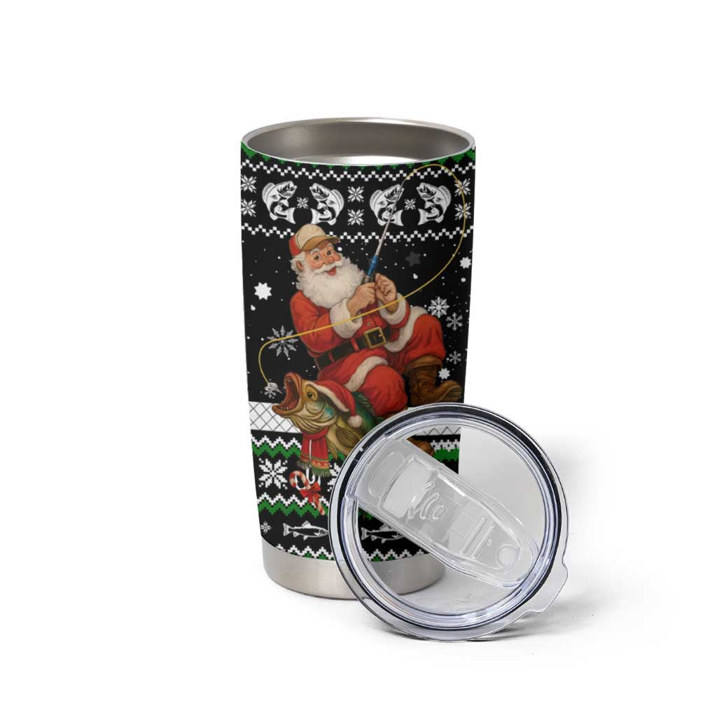 Santa Claus Fishing Christmas Tumbler Cup Xmas Holiday Patterns - Wonder Print Shop
