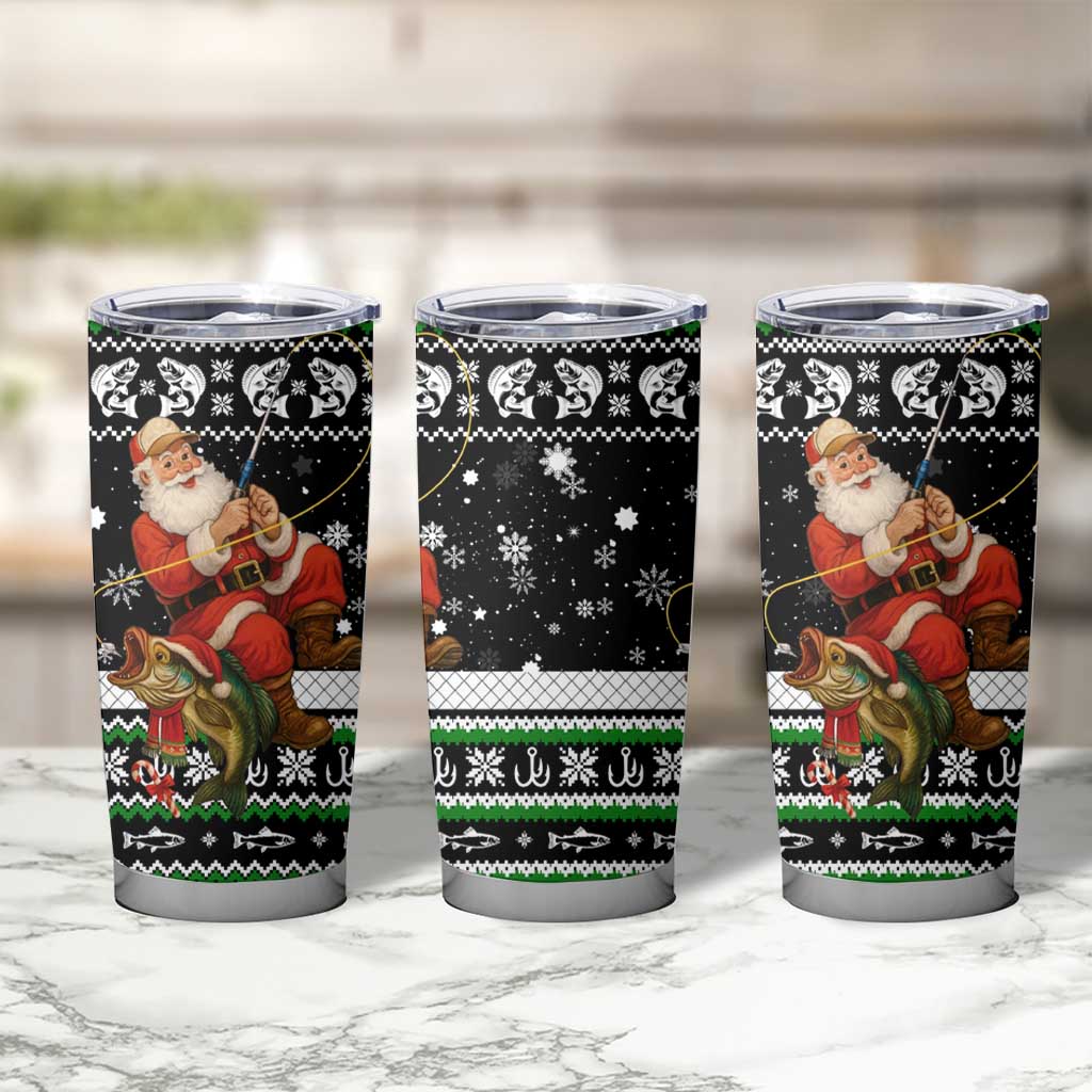 Santa Claus Fishing Christmas Tumbler Cup Xmas Holiday Patterns - Wonder Print Shop