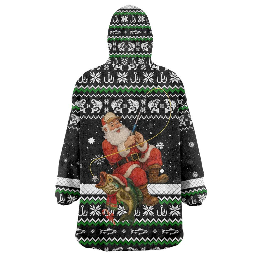 Santa Claus Fishing Christmas Wearable Blanket Hoodie Xmas Holiday Patterns - Wonder Print Shop