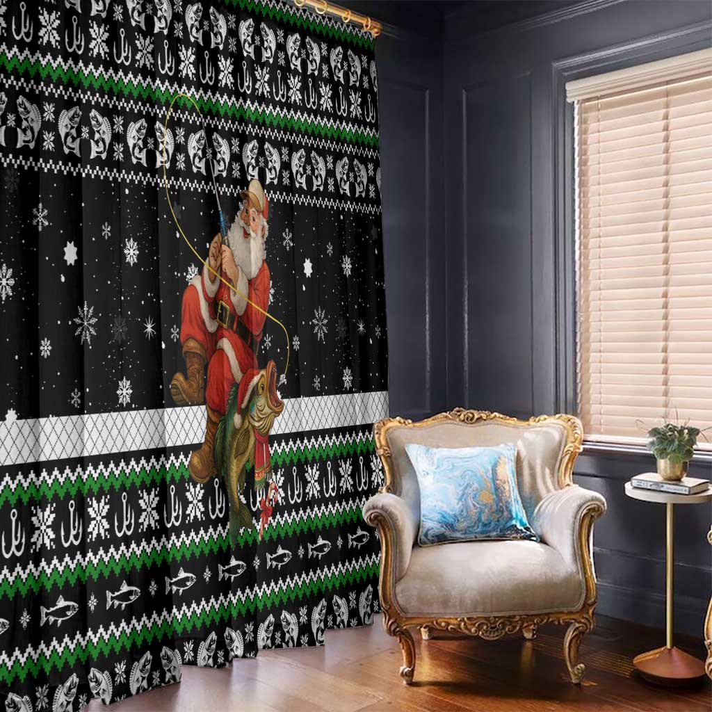 Santa Claus Fishing Christmas Window Curtain Xmas Holiday Patterns - Wonder Print Shop