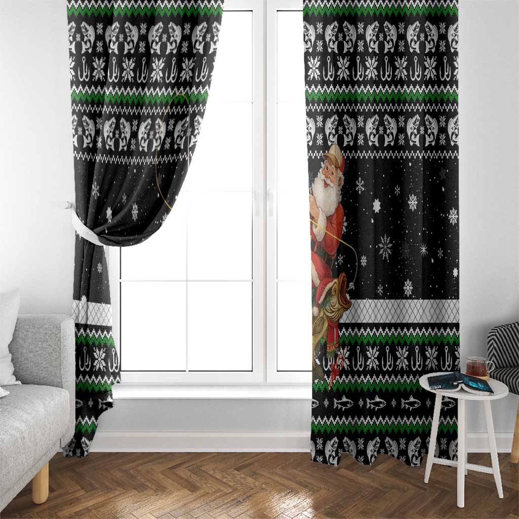 Santa Claus Fishing Christmas Window Curtain Xmas Holiday Patterns - Wonder Print Shop