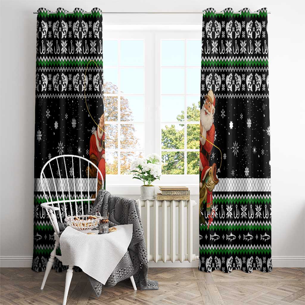 Santa Claus Fishing Christmas Window Curtain Xmas Holiday Patterns - Wonder Print Shop
