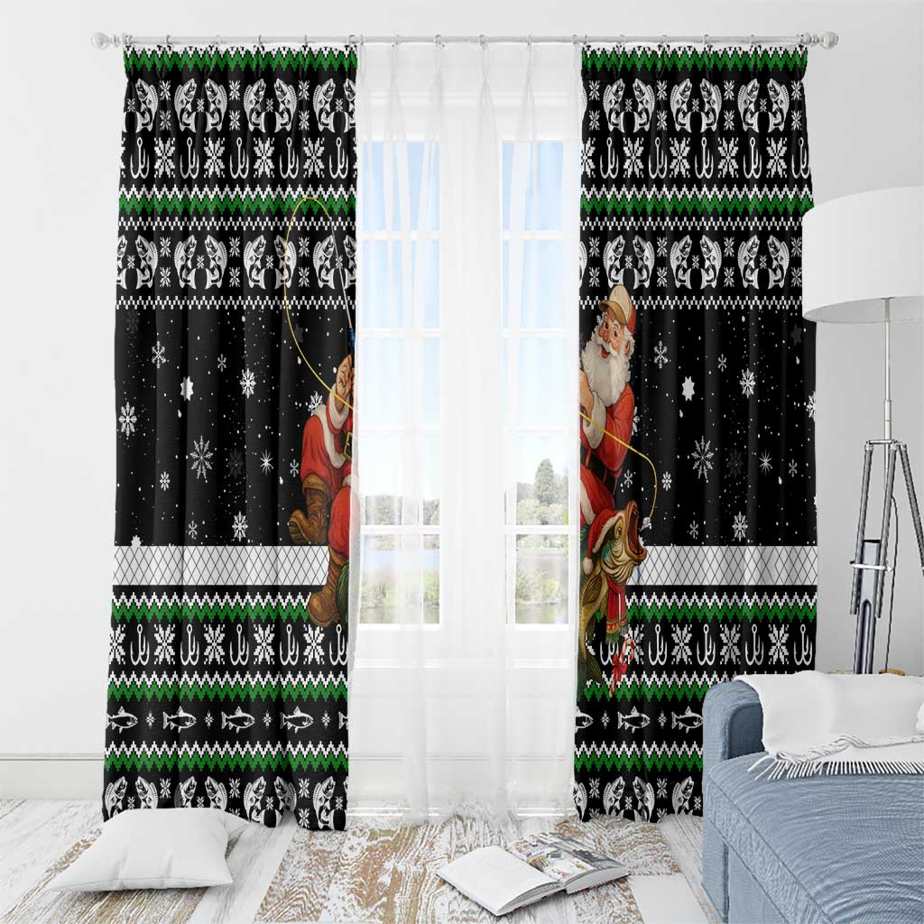 Santa Claus Fishing Christmas Window Curtain Xmas Holiday Patterns - Wonder Print Shop
