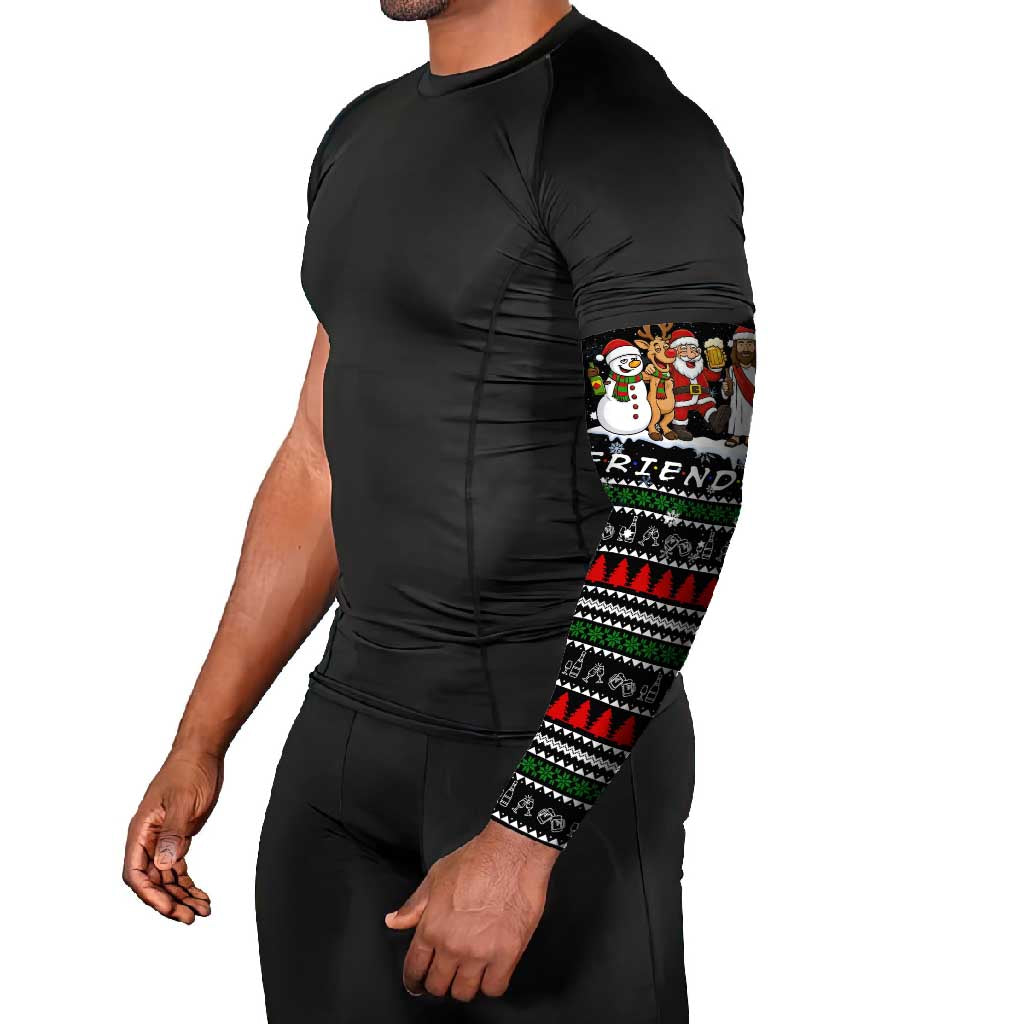 Santa Claus Jesus Friend of Christmas Arm Sleeves Xmas Holiday Patterns - Wonder Print Shop