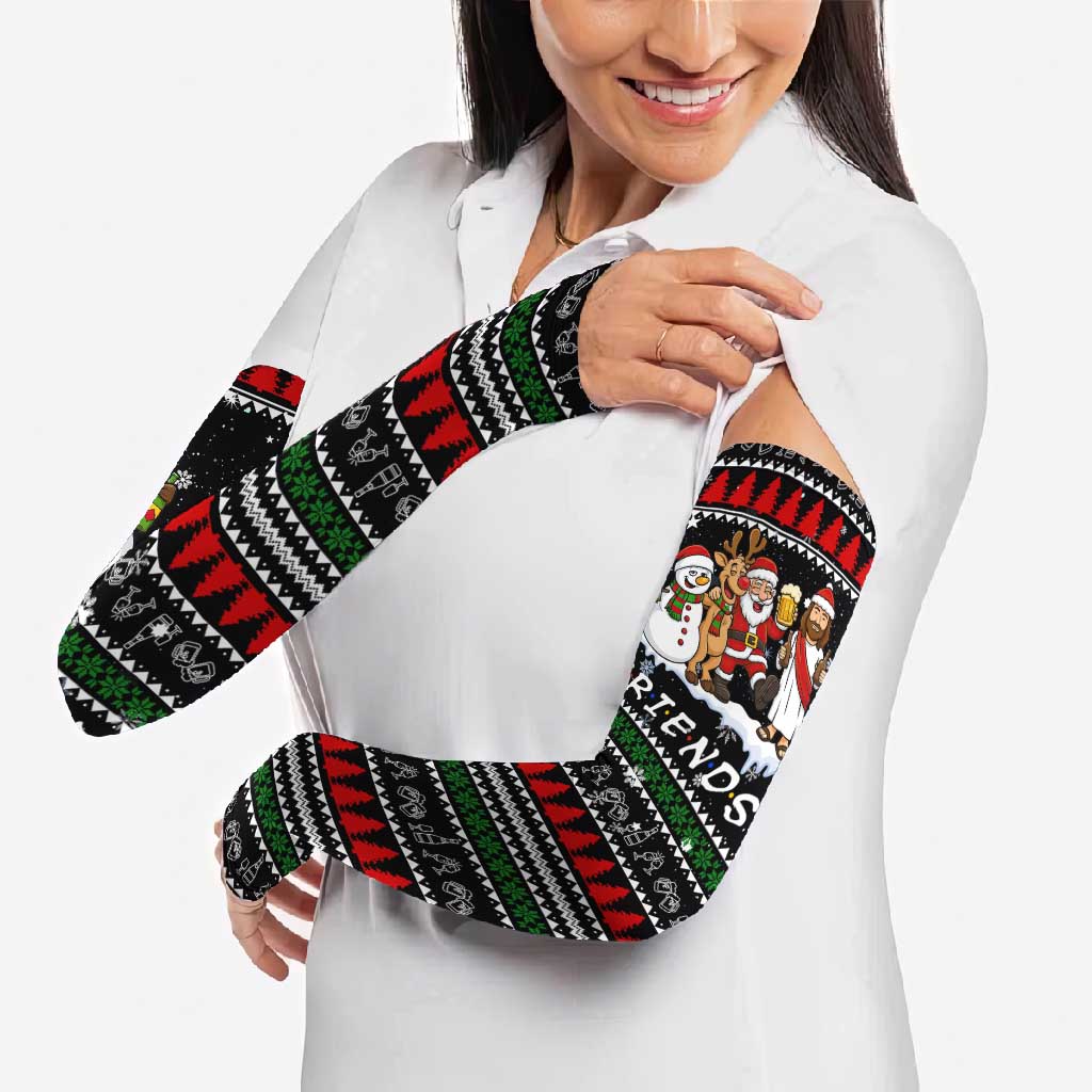 Santa Claus Jesus Friend of Christmas Arm Sleeves Xmas Holiday Patterns - Wonder Print Shop