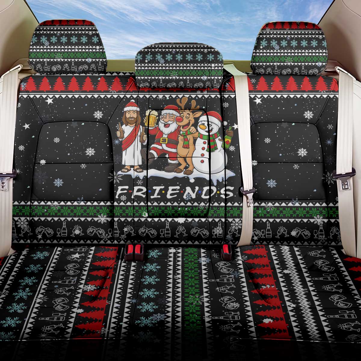 Santa Claus Jesus Friend of Christmas Back Car Seat Cover Xmas Holiday Patterns - Wonder Print Shop