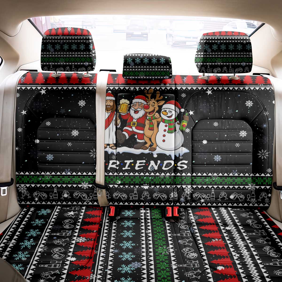 Santa Claus Jesus Friend of Christmas Back Car Seat Cover Xmas Holiday Patterns - Wonder Print Shop