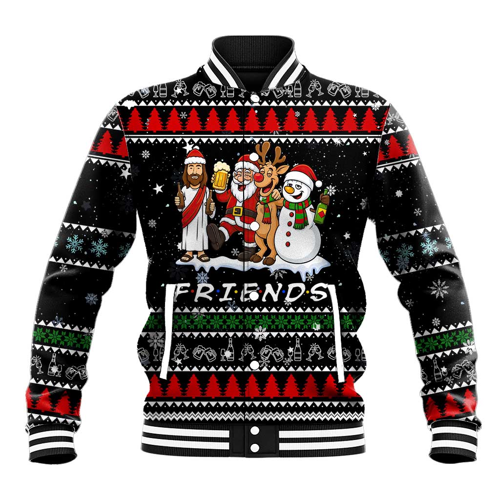 Santa Claus Jesus Friend of Christmas Baseball Jacket Xmas Holiday Patterns - Wonder Print Shop