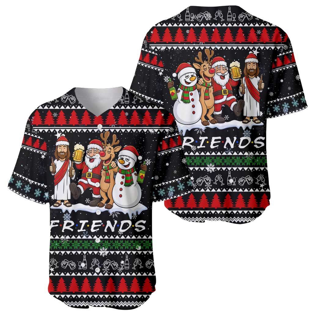 Santa Claus Jesus Friend of Christmas Baseball Jersey Xmas Holiday Patterns - Wonder Print Shop
