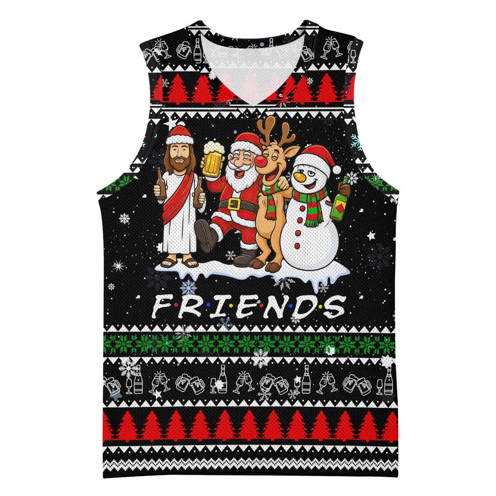 Santa Claus Jesus Friend of Christmas Basketball Jersey Xmas Holiday Patterns - Wonder Print Shop
