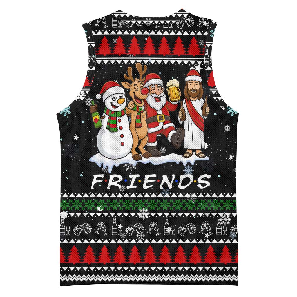 Santa Claus Jesus Friend of Christmas Basketball Jersey Xmas Holiday Patterns - Wonder Print Shop