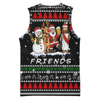 Santa Claus Jesus Friend of Christmas Basketball Jersey Xmas Holiday Patterns - Wonder Print Shop