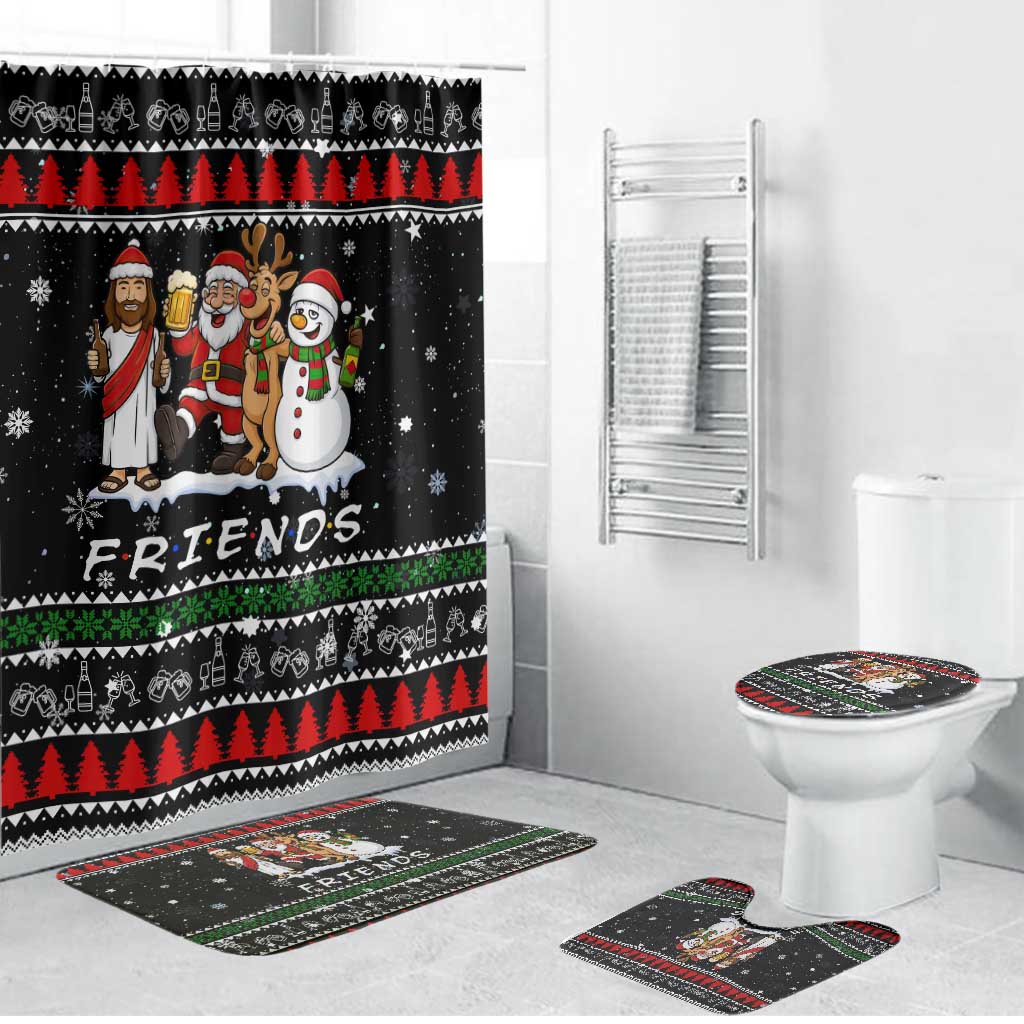 Santa Claus Jesus Friend of Christmas Bathroom Set Xmas Holiday Patterns - Wonder Print Shop