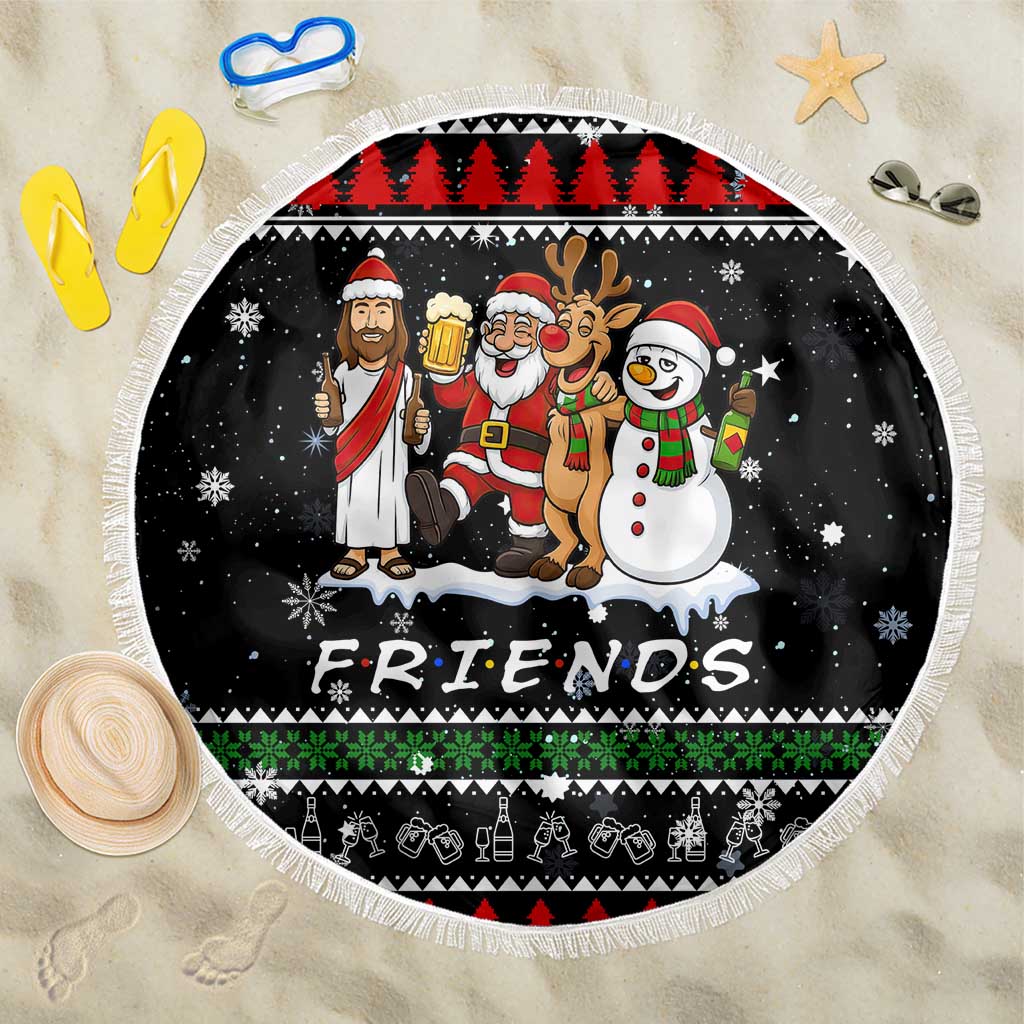 Santa Claus Jesus Friend of Christmas Beach Blanket Xmas Holiday Patterns - Wonder Print Shop