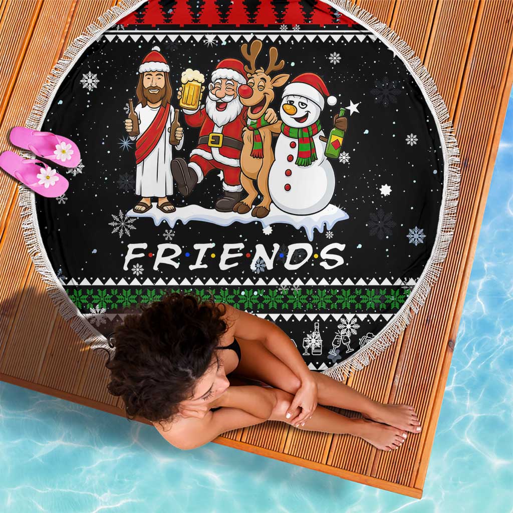 Santa Claus Jesus Friend of Christmas Beach Blanket Xmas Holiday Patterns - Wonder Print Shop