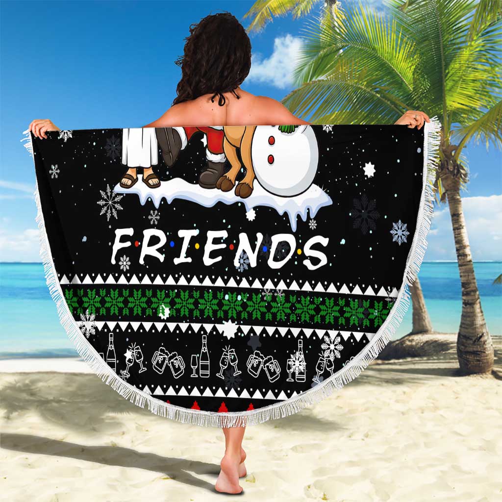 Santa Claus Jesus Friend of Christmas Beach Blanket Xmas Holiday Patterns - Wonder Print Shop