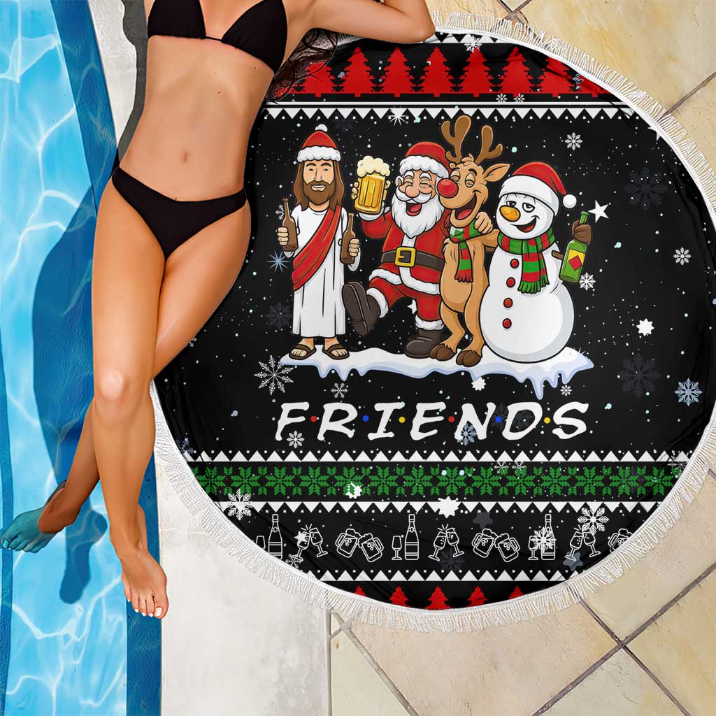 Santa Claus Jesus Friend of Christmas Beach Blanket Xmas Holiday Patterns - Wonder Print Shop