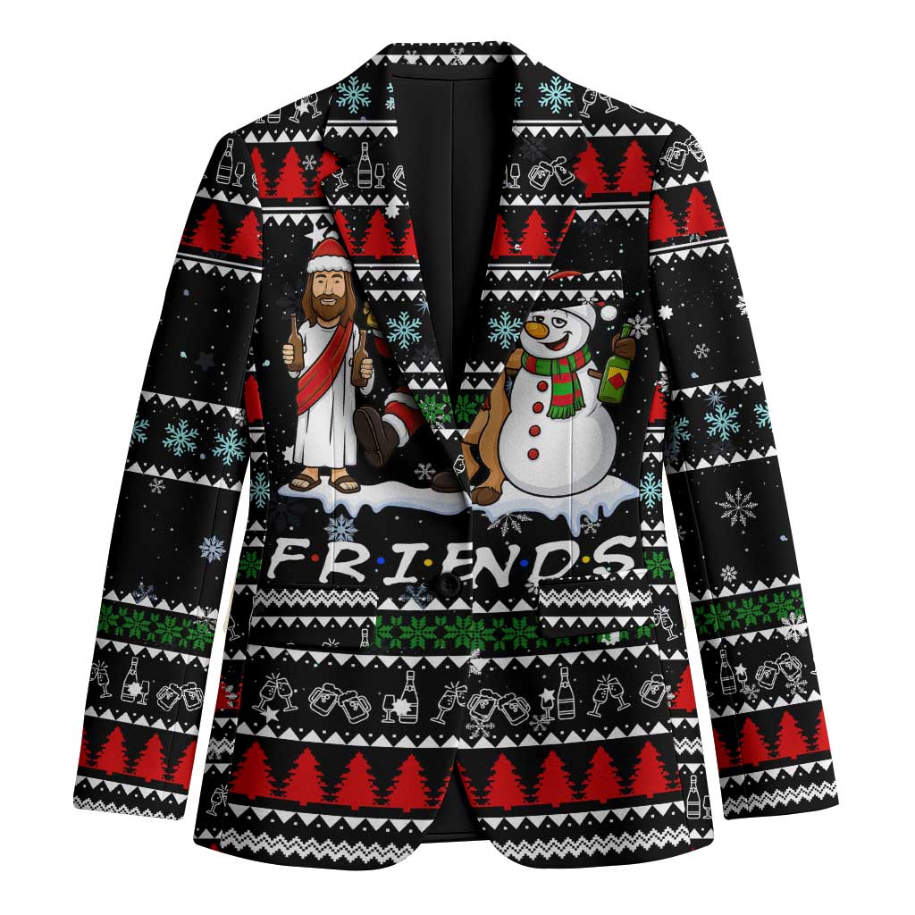 Santa Claus Jesus Friend of Christmas Blazer Xmas Holiday Patterns - Wonder Print Shop