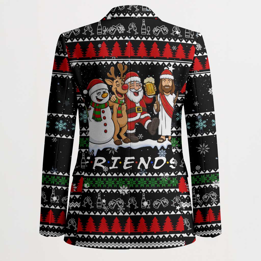 Santa Claus Jesus Friend of Christmas Blazer Xmas Holiday Patterns - Wonder Print Shop