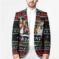 Santa Claus Jesus Friend of Christmas Blazer Xmas Holiday Patterns - Wonder Print Shop