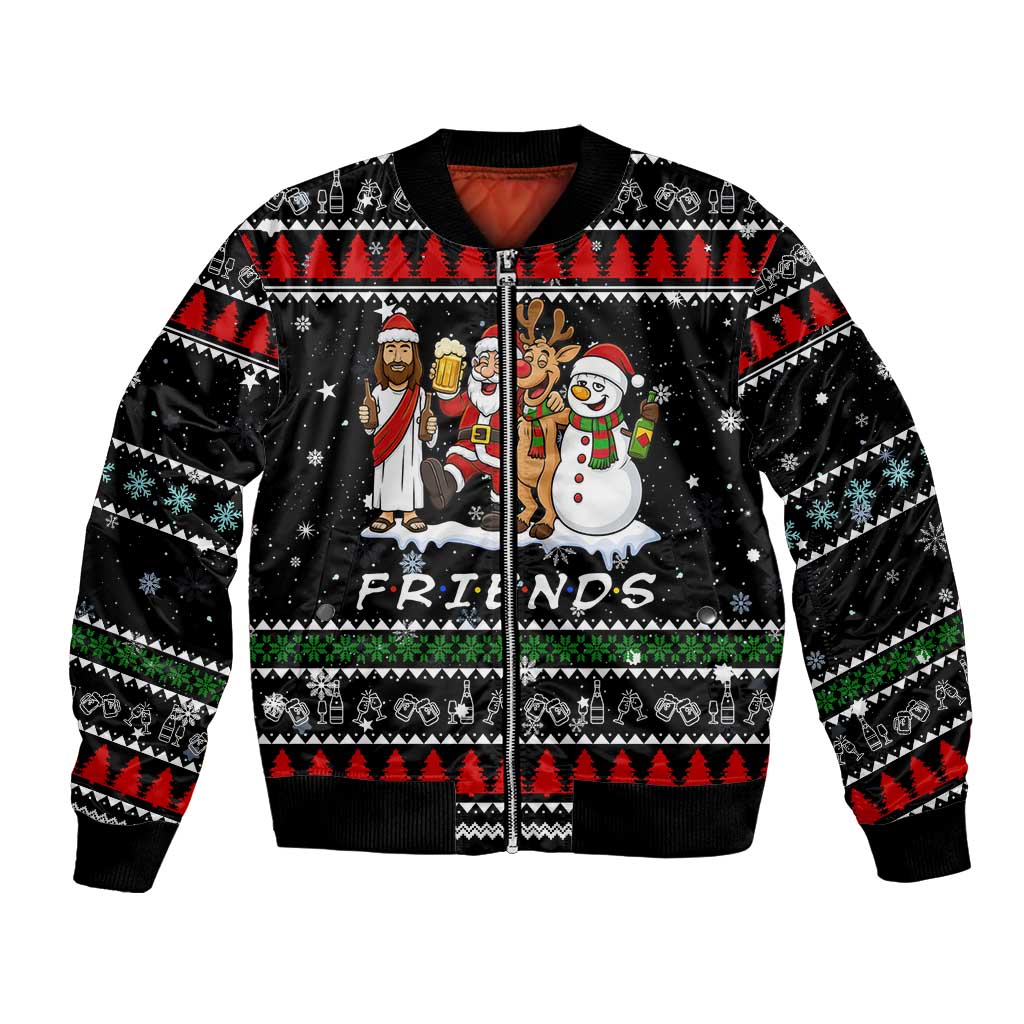 Santa Claus Jesus Friend of Christmas Bomber Jacket Xmas Holiday Patterns - Wonder Print Shop