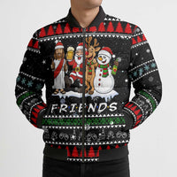 Santa Claus Jesus Friend of Christmas Bomber Puffer Jacket Xmas Holiday Patterns - Wonder Print Shop