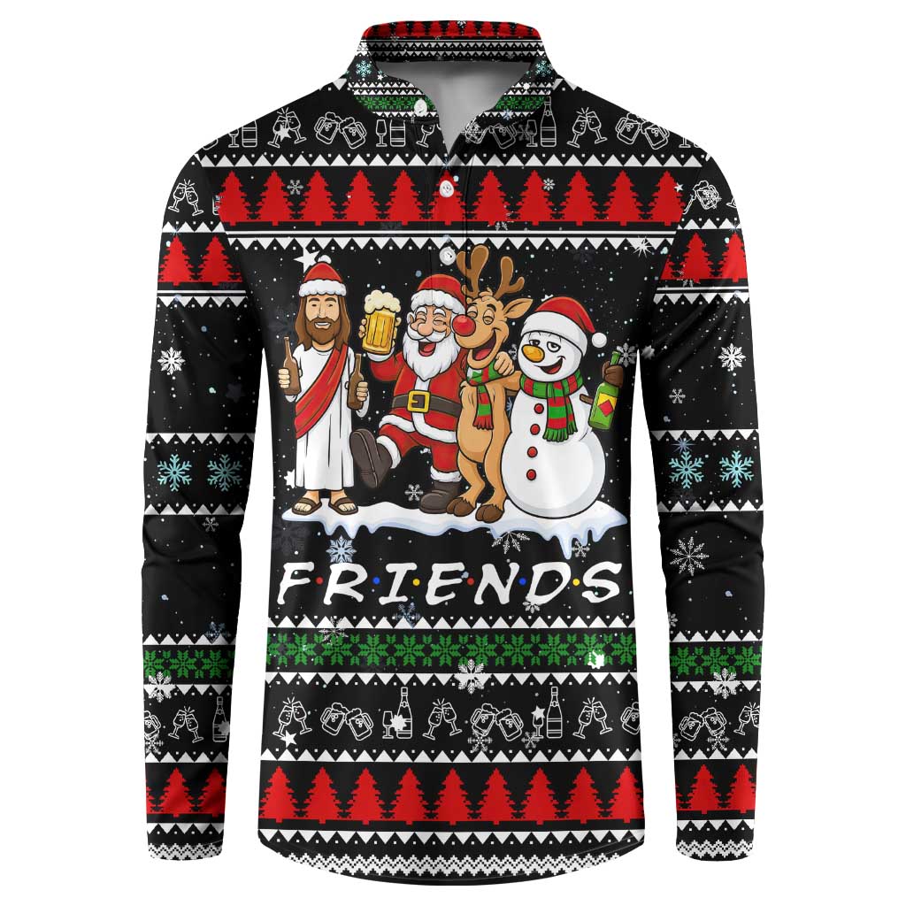 Santa Claus Jesus Friend of Christmas Button Sweatshirt Xmas Holiday Patterns - Wonder Print Shop