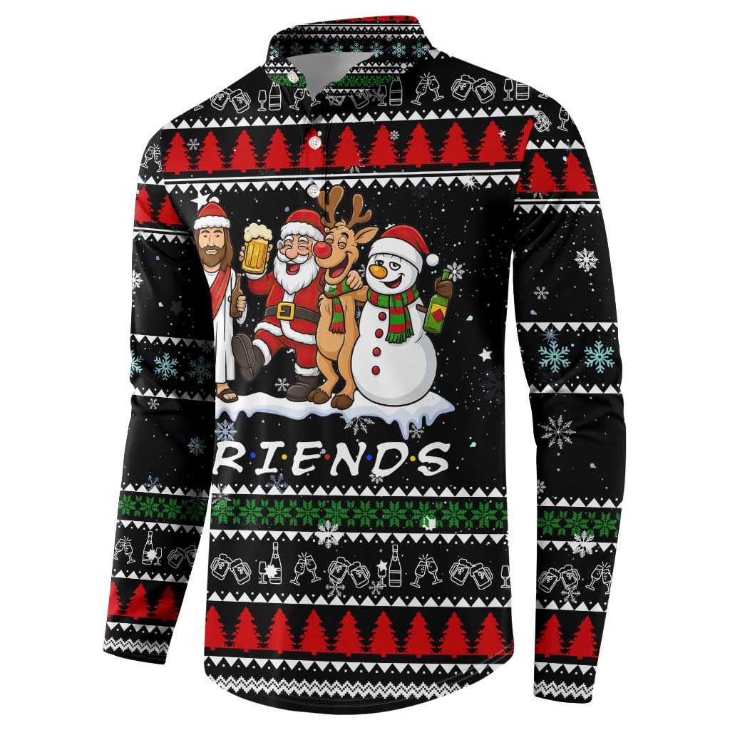 Santa Claus Jesus Friend of Christmas Button Sweatshirt Xmas Holiday Patterns - Wonder Print Shop