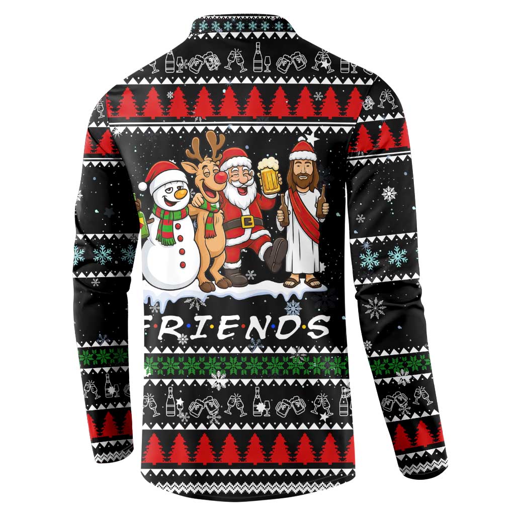 Santa Claus Jesus Friend of Christmas Button Sweatshirt Xmas Holiday Patterns - Wonder Print Shop