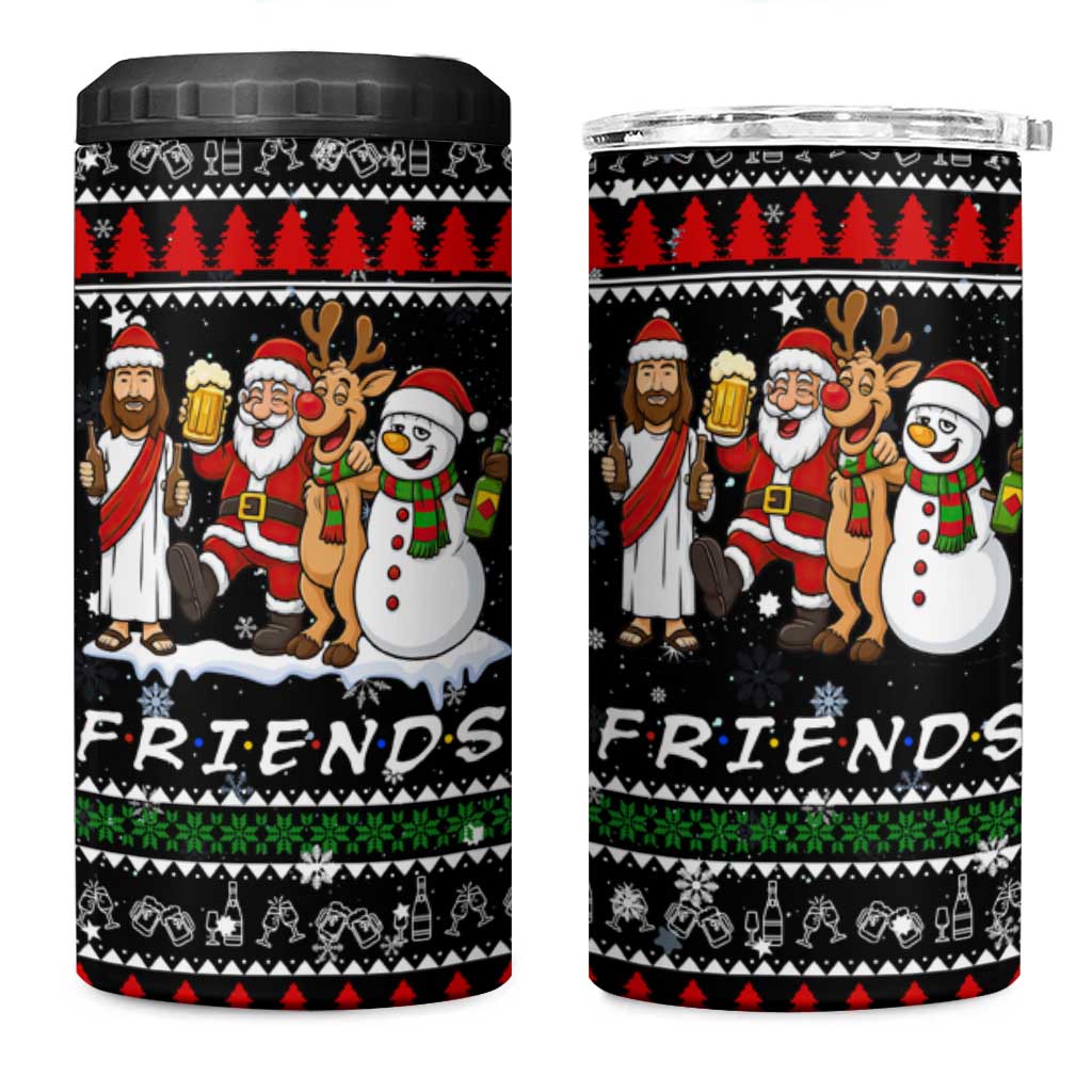 Santa Claus Jesus Friend of Christmas 4 in 1 Can Cooler Tumbler Xmas Holiday Patterns - Wonder Print Shop