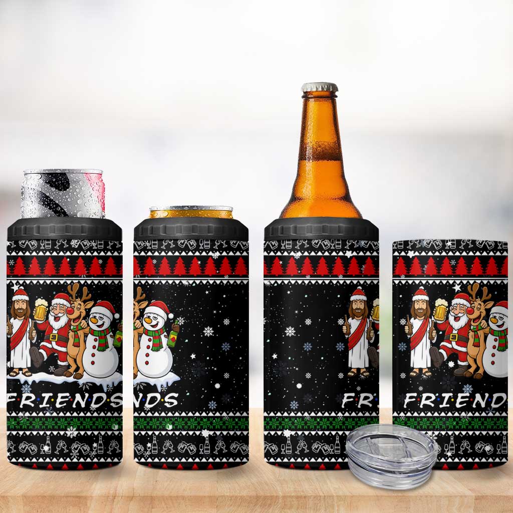 Santa Claus Jesus Friend of Christmas 4 in 1 Can Cooler Tumbler Xmas Holiday Patterns - Wonder Print Shop