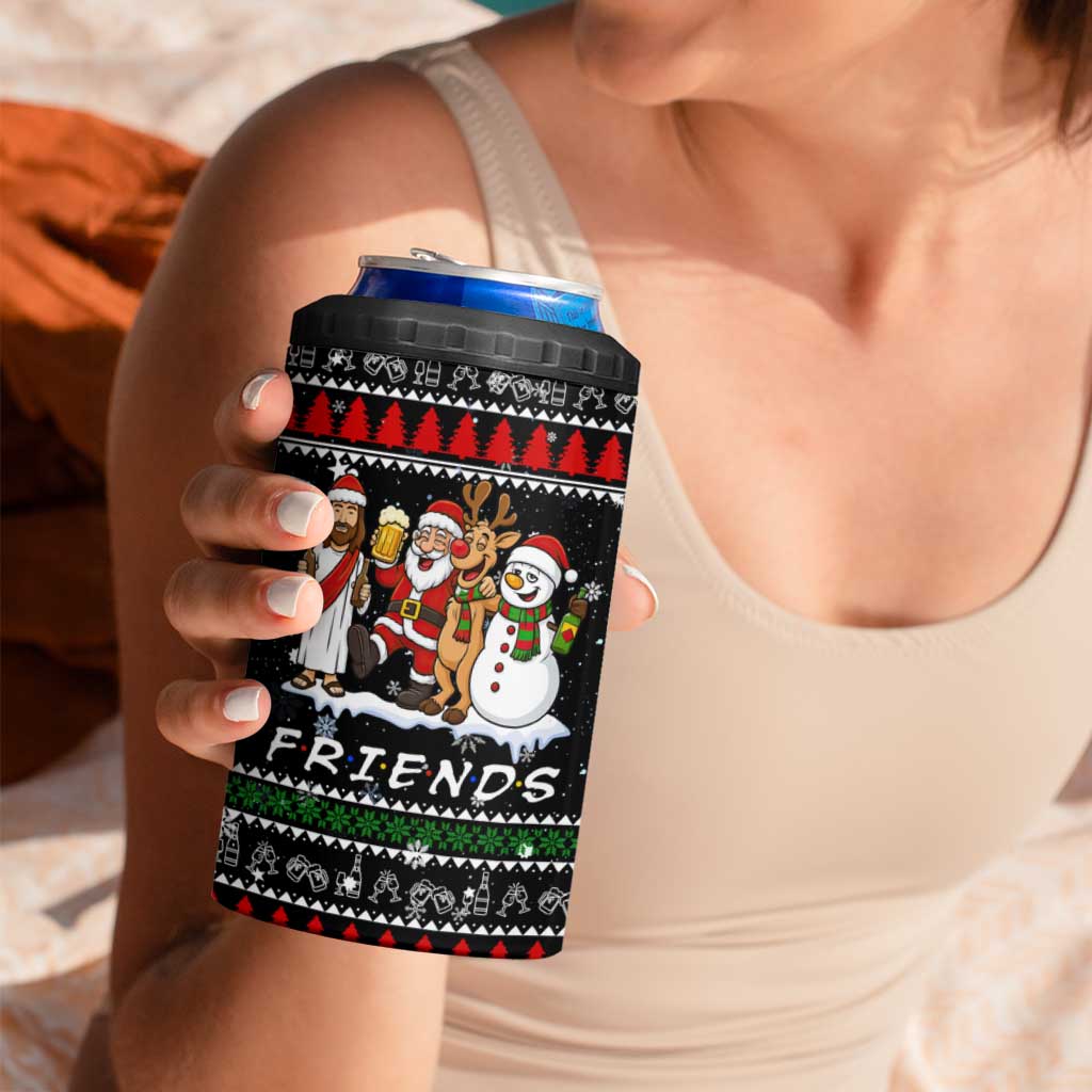 Santa Claus Jesus Friend of Christmas 4 in 1 Can Cooler Tumbler Xmas Holiday Patterns - Wonder Print Shop