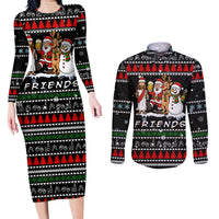 Santa Claus Jesus Friend of Christmas Couples Matching Long Sleeve Bodycon Dress and Long Sleeve Button Shirt Xmas Holiday Patterns - Wonder Print Shop