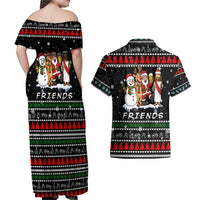 Santa Claus Jesus Friend of Christmas Couples Matching Off Shoulder Maxi Dress and Hawaiian Shirt Xmas Holiday Patterns - Wonder Print Shop