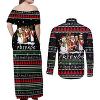 Santa Claus Jesus Friend of Christmas Couples Matching Off Shoulder Maxi Dress and Long Sleeve Button Shirt Xmas Holiday Patterns - Wonder Print Shop